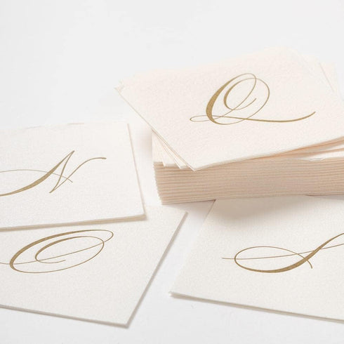 Entertaining with Caspari White Pearl Cocktail Napkins, Monogram M, Pack of 30 (2900CG.M)