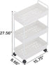 Rolling Storage Cart | 3 Tier Organizer Mobile Shelving Unit with Wheels for Kitchen, Bathroom, Laundry, White