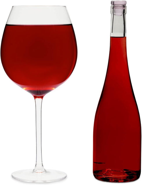 Juvale 25oz Oversized Giant Wine Glass with Stem – Extra Large Full Bottle Glass for Champagne, Funny Gift