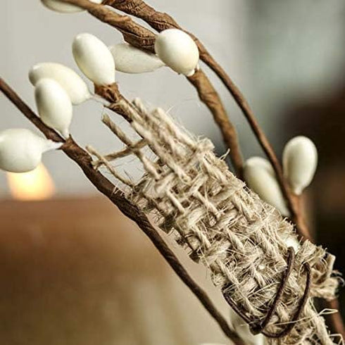 NeoL'artes 60 inch White Pip Berry and Burlap Rustic Garlands for Holiday Home Decor