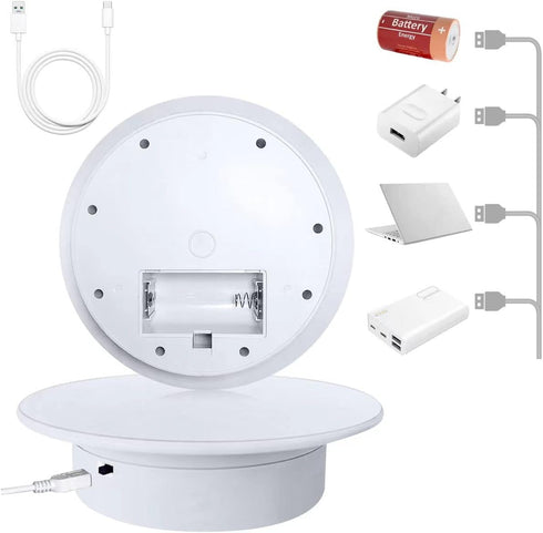 Display 360 Degree Electric Turntable for Small Product Display, 7.87in Diameter Photography Turntable