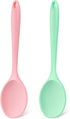 Silicone Mixing Spoons 2-Pack, 10.8" Large Nonstick Cooking Spoon for Stirring, Mixing & Serving, Green & Pink