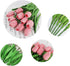 Artificial PU Tulips 10Pcs - Real Touch Fake Flower Arrangement Bouquets for Home Office Wedding Decoration (Pink)