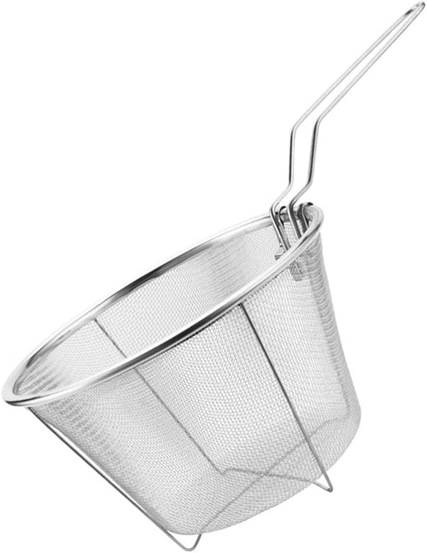 Tofficu Deep Fry Basket with Handle, Foldable 6-Inch Stainless Steel Mesh Frying Basket for Kitchen