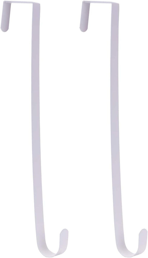 Sattiyrch 15" Sturdy Steel Wreath Hanger for Front Door, Over The Door Hook, 2 Pack (White)