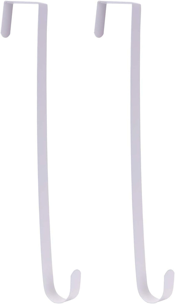 Sattiyrch 15" Sturdy Steel Wreath Hanger for Front Door, Over The Door Hook, 2 Pack (White)