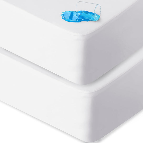 2 Pack Queen Mattress Protector Waterproof, Noiseless & Soft Coverage Queen Size