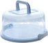 FEOOWV Plastic Small Cake Carrier Holder, Round Container with Handle for 6~8 Inch Diameter and 4 Inch Height Cake, Blue