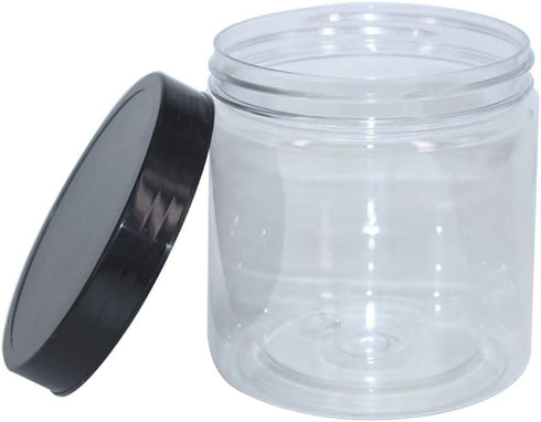 12 Pack 16 oz Plastic Jars With Lids, Clear PET Seal Jar for Food Storage, Kitchen & Craft Storage