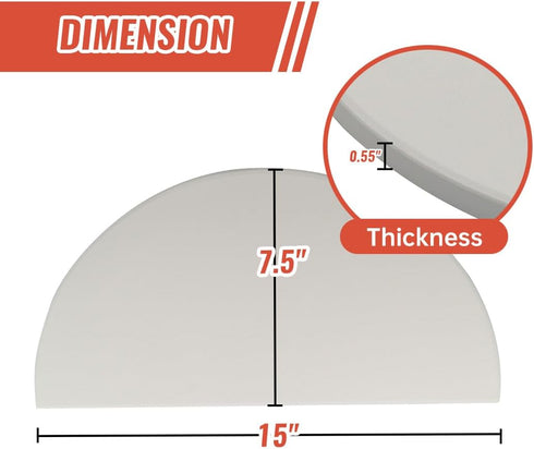 15 inch 2-Pack,White Half Moon Ceramic Heat Deflector Plates for Kamado Joe Classic I, II, III,Big Green Egg Grill