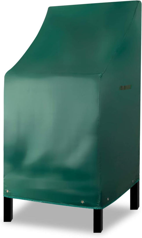 1 Pack-Green RosieLily High Back Patio Chair Covers Waterproof Heavy Duty Stackable Outdoor Bar Stool Cover Brown Patio
