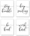 HPNIUB Unframed Inspirational Quote Art Print Set of 4 (8”X10”), Work Hard, Be Kind, Stay Humble, Keep Smiling