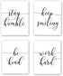 HPNIUB Unframed Inspirational Quote Art Print Set of 4 (8”X10”), Work Hard, Be Kind, Stay Humble, Keep Smiling