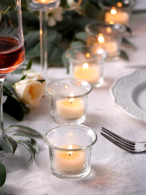 Letine Tealight Candle Holder Set of 12, Clear Glass Votive Candle Holders for Christmas Decorations, Wedding, Home