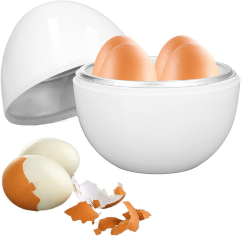 Hard Boiled Egg Cooker for 4 Eggs - Compact Design, ABS Material, Egg Shape, Microwave Function Egg Boiler