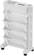 Carts with Wheels, Rolling Organization Shelf Desk Organizer, 5-Tier Plastic Rolling Utility Cart for Office