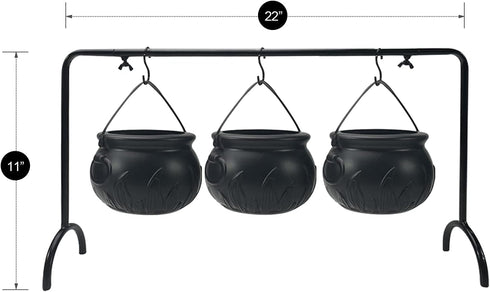 ORIENTAL CHERRY Halloween Decor - Set of 3 Witches Cauldron Serving Bowls on Rack for Home Kitchen Decoration