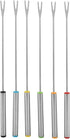 Fondue Sticks 6pcs, Stainless Steel Smores Sticks with Heat Resistant Handle for Cheese Meat Chocolate Dessert Roast