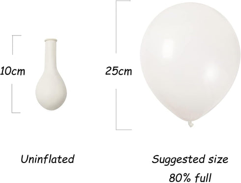 KOMOREBI 10 Inch White Balloons - 100pcs Plain Latex Balloons for Birthday, Engagement, Wedding, Baby Shower Decorations