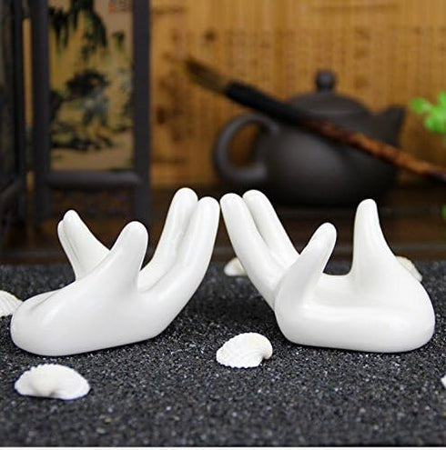 Eshylala 3 Pack Air Plants Holders Ceramic Mini Hand Shape Stand Tillandsia Holder Small Container Pot Hand Shape Small