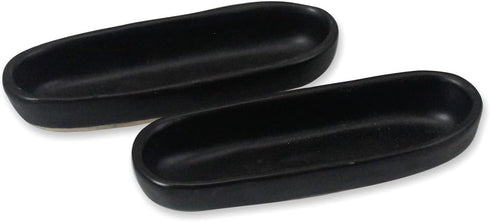 roro Modern Minimalist Matte Black Oval Pinch Bowls, Handmade Ceramic Stoneware for Spices, Sauces, Set of 2