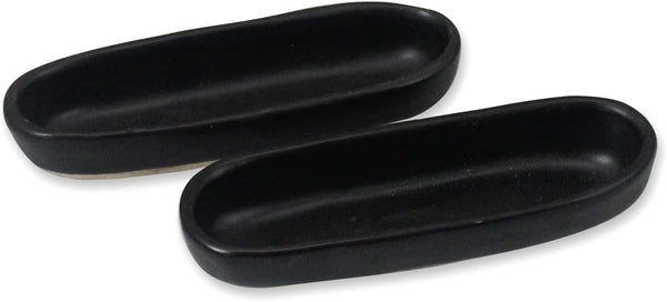 roro Modern Minimalist Matte Black Oval Pinch Bowls, Handmade Ceramic Stoneware for Spices, Sauces, Set of 2