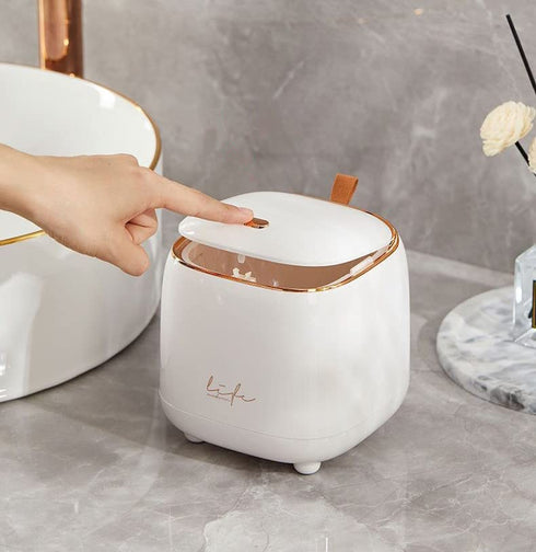 Plastic Trash can Creative Mini Desktop Trash can, with lid Small Home Office Cleaning Trash Button Desktop Storage bin, with 50 Trash Bags
