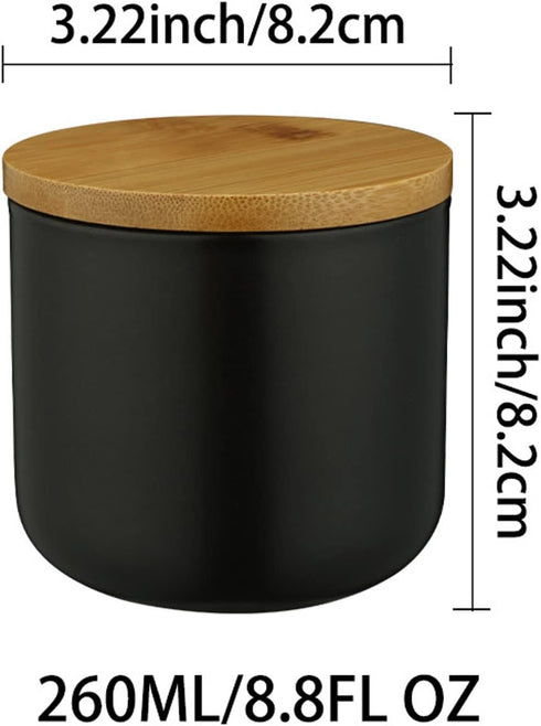 Ceramics Food Storage Jar with Airtight Seal Bamboo Lid, Simple Kitchen Canister for Coffee, Sugar, Tea
