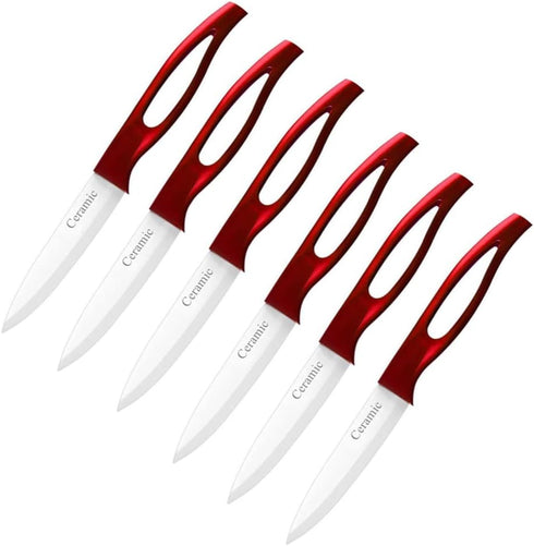 GAOGAO Kitchen Bar Ceramic Steak Knife Set, Super Sharp Knives, 6 Pcs