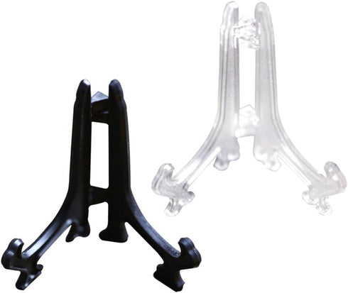 SK 3" High Black Plastic Display Stands, Plate Holders to Display Pictures, Pack of 12 Easels