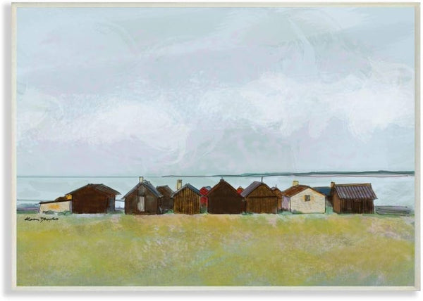 Stupell Industries Lakeside Town Landscape Drawing Wall Plaque, 10 x 15, Art by Karen Dreyfus
