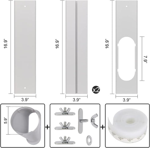 5.9 Portable Air conditioner Window Kit, Adjustable Vertical/Horizontal Sliding Window Kit Plate for Unit, AC Window