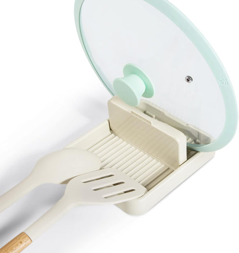 Spoon Rest with Pot Lid Holder for Stove Top, Kitchen Counter Spoon Holder, Neat & Drip-Free for Cooking or Eating