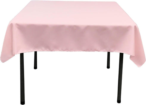 LA Linen Polyester Poplin Washable Square Tablecloth, Stain and Wrinkle Resistant, 58x58 Inch, Pink Light