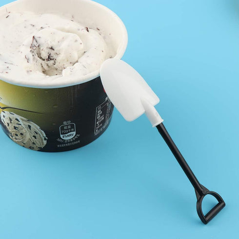 100pcs Disposable Plastic Shovel Shape Spoon, Cute Dessert Stick Party Cutlery