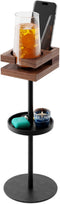 Drink Table for Small Spaces - Slim Pedestal Side Table with Real