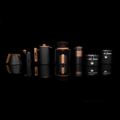 ChefWave Artisan Series Pour-Over Coffee Maker Set, 1-2 Cup Personal Size with Ceramic Cone, Wood Ring, Stainless Steel
