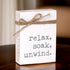 Mini Jute Rope Block Sign (Relax) - 4 Inches High Home Decor