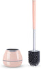 BOOMJOY Toilet Brush and Holder Set, Silicone Toilet Bowl Cleaner Brush with Tweezers for Bathroom Cleaning, Pink