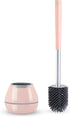 BOOMJOY Toilet Brush and Holder Set, Silicone Toilet Bowl Cleaner Brush with Tweezers for Bathroom Cleaning, Pink