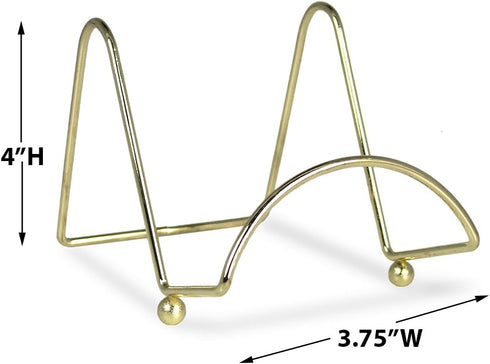 BANBERRY DESIGNS Brass Wire Easel Display Stand, 4 Inch Plate Holders - Set of 3 Pcs for Small Books, Pictures, Cards