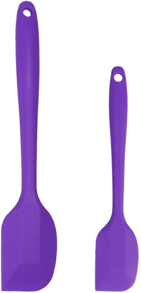 uxcell 2 Pcs Silicone Spatula Set, Heat Resistant Kitchen Rubber Turner for Cooking, Baking, Mixing, Purple