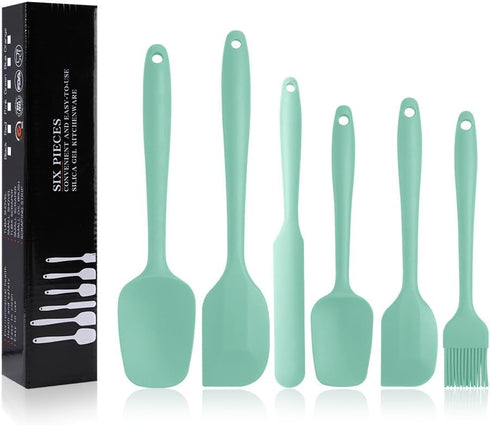 Light Green Silicone Spatulas Set, Heat Resistant Rubber Spoon Spatula, Non-Stick Scrapers for Baking Mixing