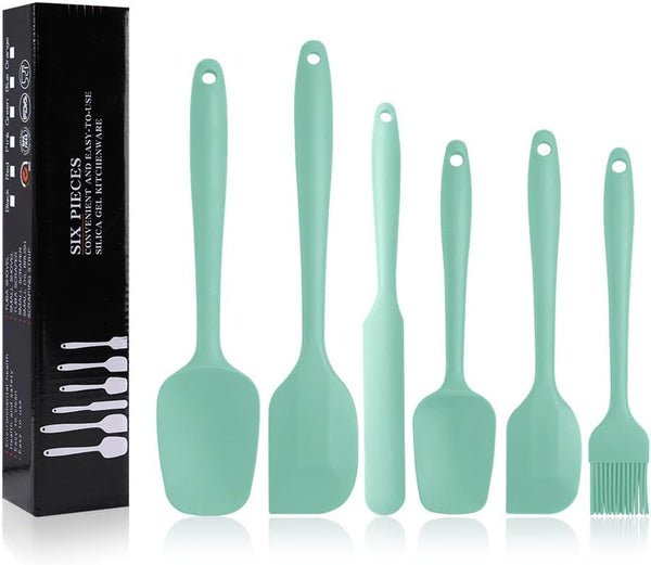 Light Green Silicone Spatulas Set, Heat Resistant Rubber Spoon Spatula, Non-Stick Scrapers for Baking Mixing