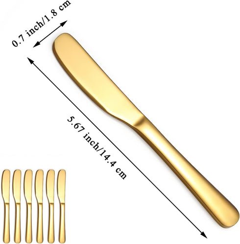 6 5.6", Berglander Butter Knife Spreader Pieces Stainless Steel Gold Butter Knives, Butter Spreader Gold Kitchen