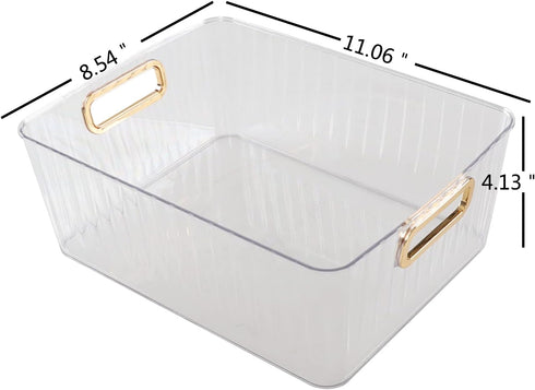 Bringer 4-Pack Clear Plastic Storage Bin, Multi-use Organizer Bins