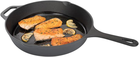 Restaurantware Met Lux 11.75 Inch Cast Iron Skillet, Pre-Seasoned Fry Pan for Indoor/Outdoor Cooking