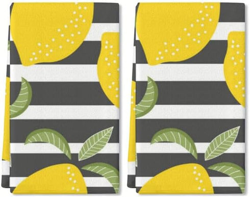 2 Pcs Kitchen Towels - Lemons Kitchen Dish Towels for Home Cleaning, Cooking, and Baking, 16 x 24 Inch