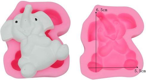 6Pcs/Set Elephant Silicone Molds & Stainless Steel Cookie Cutters for Baby Shower Party Favors Supplies