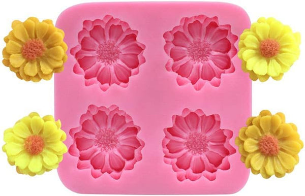 3D Daisy Rose Flowers Silicone Mold for Cupcake Cake Decorating Tool, Chocolate Gumpaste Mold, Sugarcraft Bakeware (4